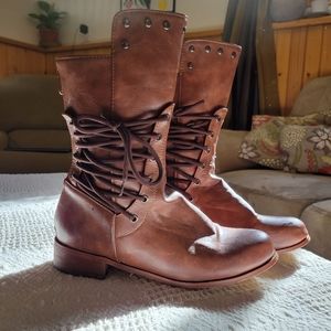 Camel colour, vegan leather, ladies 9 booties